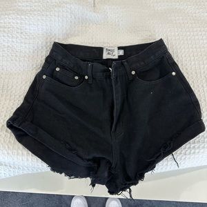 Black denim shorts